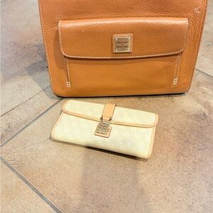 Dooney & Bourke Brown and Cream Leather Bag and Wallet